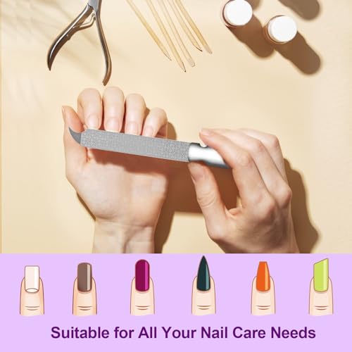Metal Nail File for Natural Nails, Stainless Steel Nail Files with Sharp Pointed Tip Fingernail File Sheath Case Double Sided Curved Reusable Nail File Manicure Tools Home Salon Travel Use Men Women - size: 1 Pack Curved Tip Nail File with Case