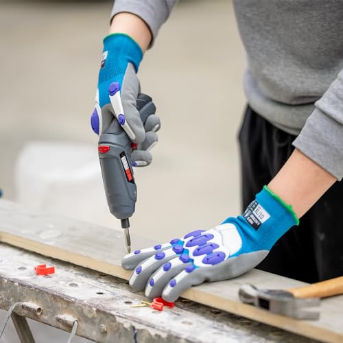 Safety Work Gloves Men Women, Impact Gloves with TPR Protection - color: Blue, size: Large