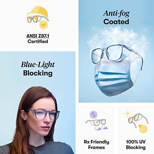 Stoggles Square Z87.1 Certified Polycarbonate Safety Glasses, Anti-Fog - color: Blush, size: Medium