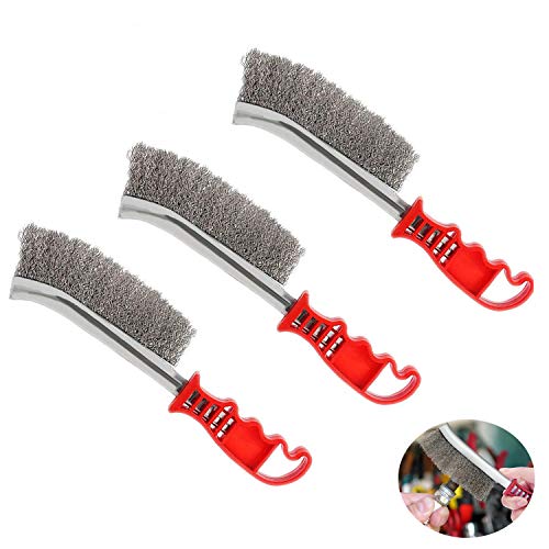3 Piece Slag and Rust Removal Stainless Steel Plastic Handle Bristle Durable Tool,Slag Removal Brush,Cleaning Barbecue Grills,Automotive,Paint,Welding Slag,Metal Various Items.