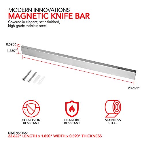 Modern Innovations Magnetic Knife Holder for Wall and Fridge - 24" Knife Magnetic Strip, Magnet Kitchen Knife Holder and Rack, Stainless Steel Magnetic Knife Bar for Kitchen Utensils - size: 24 Inch