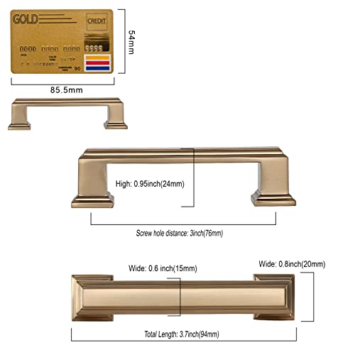 Amerdeco 10 Pack Champagne Bronze Cabinet Pulls 3 Inch(76mm) Hole Center Cabinet Hardware Kitchen Cabinet Handles for Bathroom Drawer Pulls Dresser Pulls ZH0001 | Cabient Hardware Kitchen Cabinet Handles for Bathroom Drawer Pulls Dresser Pulls ZH0001 - co