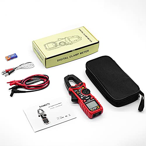 KAIWEETS HT206D Digital Clamp Meter T-RMS 6000 Counts, Multimeter Voltage Tester Auto-ranging, Measures Current Voltage Temperature Capacitance Resistance Diodes Continuity Duty-Cycle (AC/DC Current) - size: 6000 Counts