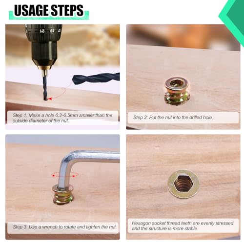 Twidec/27PCS 5/16"-18 Threaded Inserts for Wood Furniture Screw-in Nut Wood Inserts Bolt Assortment Kit with M8 Hex Wrench (5/16"-18 x25mm) - size: 5/16"-18 x 25mm (27 PCS)