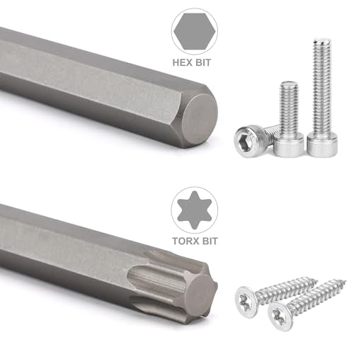 Mayouko 32PCS 3/8" Dr. Extra Long Hex and Torx Bit Socket Set, T10-T60, 1/8"-7/16", 3-12mm, S2&CR-V Steel, 150mm/5.9" Length, SAE&Metric, Long Allen Bit Socket Set - style: Torx&Hex