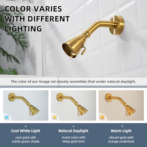 Angle Simple High Flow Shower Head Adjustable, G 1/2, Brushed Dark Gold - color: Brushed Dark Gold