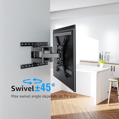 MOUNTUP Ultra Slim Full Motion TV Wall Mount, 1.3" Thin Low Profile TV Bracket for 26-60" LED OLED QLED TVs,Smooth Swivel Tilt Extension,Max Vesa 400x400mm,Up to 88lbs,Fits Single 12" 16" Studs,MU0062 - size: Ultra Slim TV Mount