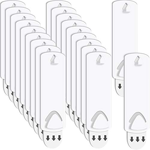 Jetec 20 Pieces Picture Hangers Damage Free Frame Adhesive Strips Hangers No Nails Adhesive Picture Hooks for Home Bathroom Kitchen Door Closet, White