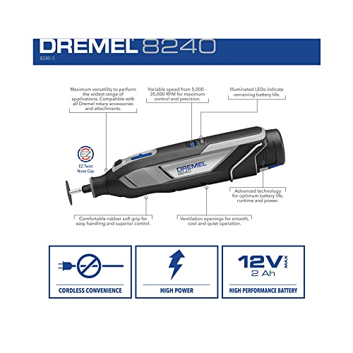 Dremel 8240 12V Lithium-Ion Battery Cordless Rotary Tool Bundle