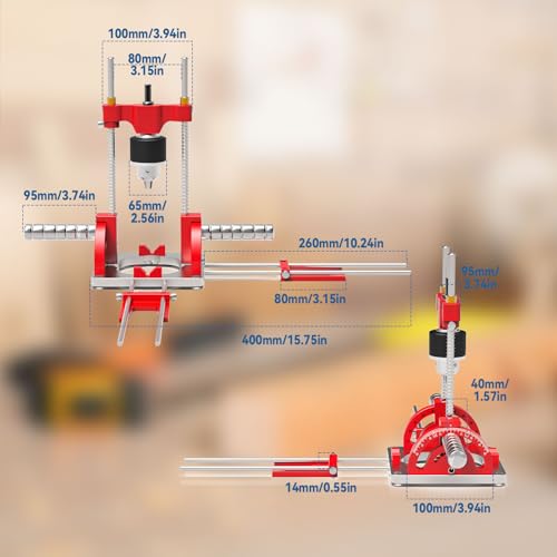 JOJOCY Multi-Angle Drill Guide, 0° to 60° Angle Adjustable Drill Guide Portable High Precision Electric & Hand Drill Guide for 1/16" - 1/2" Drills Self-Centering for Woodworking, Metalwork