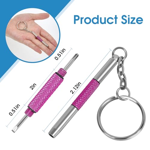 UNEAK - Eyeglass Screwdriver Repair Kit Pink Precision 3 in 1 Mini Screwdrivers Set Keychain Glasses, Sunglasses, Sunglass, Watch, Electronics, Eyeglasses, Flat Head, Phillips, Hex - color: Pink