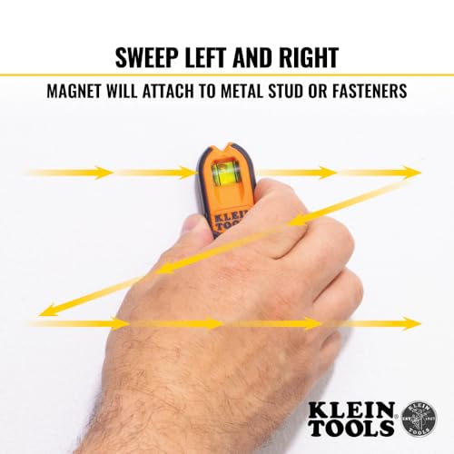 Klein Tools MSF1002 Magnetic Stud Finder and Level, Compact, Wood and Metal Detector with Bubble Vial for Accurate Markings, Felt Pad Backing, 2-Pack - size: Pack of Two