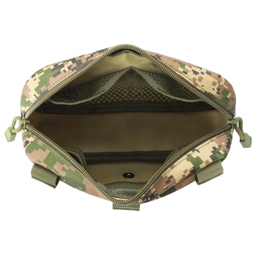 FRTKK Tactical Molle Admin Pouch Utility Laser Cut EDC Tool Pouch Bag Horizontal Modular Pouches Include US Flag Patch and Keychain - color: Digital