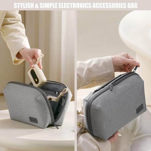 Kaxich Travel Electronics Organizer Pouch, Portable Cable Organizer Case - color: Beige