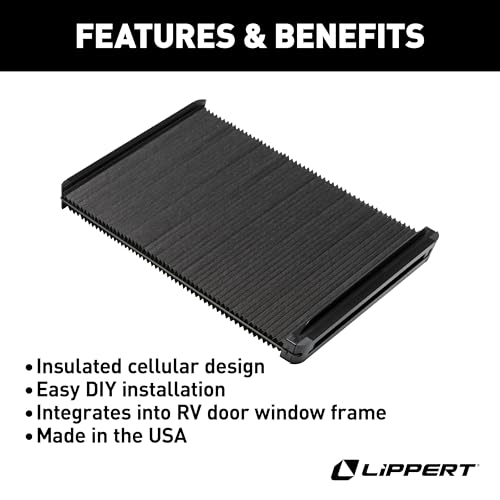 Lippert Thin Shade EcoCell Snap-On RV Window Shade for Prepped Entry Doors with Sun-Blocking Protection, Easy Sliding Operation, Quick Installation - 2025009147