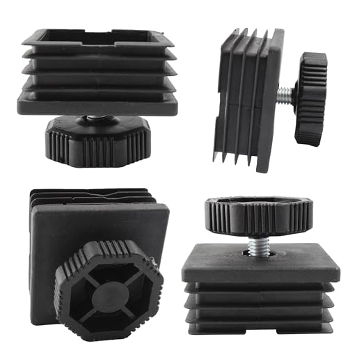 8Pcs Adjustable Leveling Feet 50 x 50mm Square Insert Kit Furniture Glide Leveler, Leveling Screw Leg for Cabinets Sofa Tables Chairs Raiser, Black - size: 50x50mm