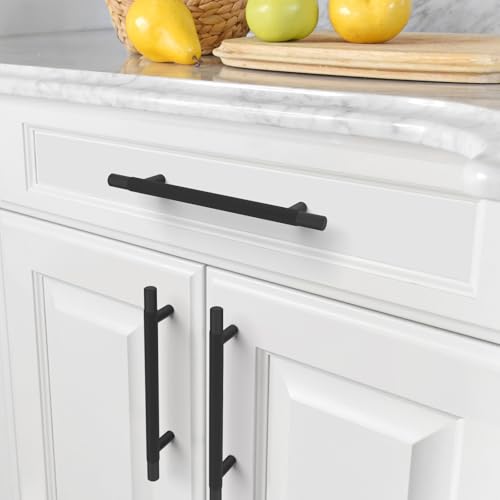 Amerdeco 10 Pack Matte Black Knurled Cabinet Pulls 5 Inch Hole Centers Kitchen Cabinet Solid Handles Hardware Kitchen Handles for Cabinets Handles IH0006 - color: Matte Black, size: 5"/128MM Hole Center