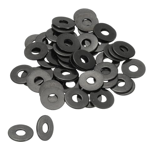 PATIKIL M5 Flat Washers 3/16" ID x 5/8" OD, 50 Pcs 304 Stainless Steel Metal Metric Washers Black Electroplated Flat Gasket Spacer for Screws and Bolts, Black - size: M5 x3/16"ID x 5/8"OD