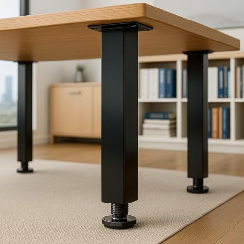16" Coffee Table Legs,with Adjustable Feet Pads,Set of 4(Black) - size: 16"