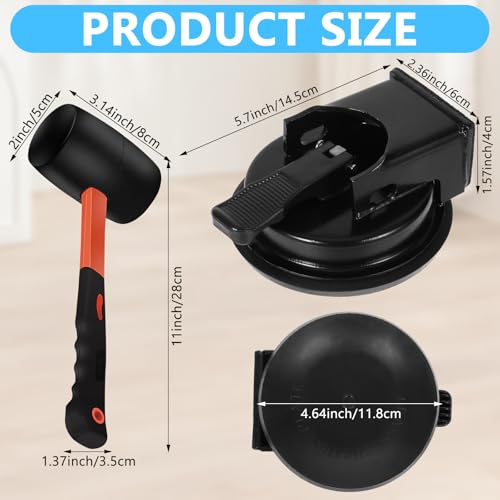 Heavy Duty Floor Gap Fixer Tool with Rubber Mallet, Made of Iron & Enhanced Suction Cup & Non-Scratch Mallet, Floor Gap Repair Kit for Laminate, Vinyl, Wood Floor