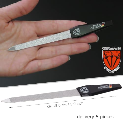 3 Swords Germany - Sapphire Metal Nail File Set 5 Pieces with 5 Pieces 3-Way Nail Buffer – Nail Care Made in SOLINGEN/Germany - color: 5 Nail Files / 5 Buffers