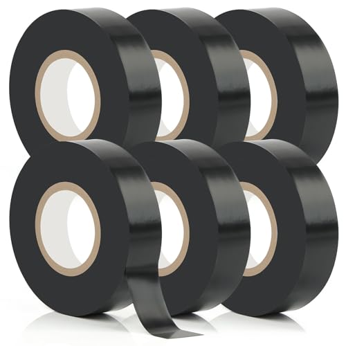 6 Pack Black Electrical Tape, 66 Ft Waterproof Electric Tape Black