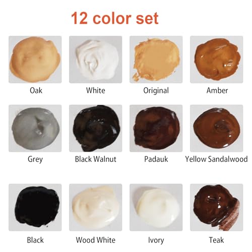 Wood Furniture Repair Kit, 12 Colors Wood Fillers Repair Scratch Stains - size: 0.63 Ounce (Pack of 16)