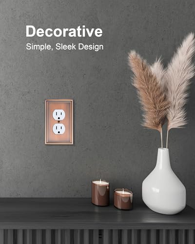 2-Pack Zinc Alloy Single Duplex Outlet Cover Plate, Solid Receptacle Cover - color: Antique Copper, size: 1 Duplex 2PK
