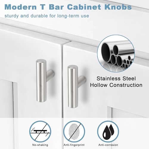 Estmoon 30 Pack Cabinet Knobs Brushed Nickel Cabinet Handles, Stainless Steel Single Hole Kitchen Cabinet Knobs Silver Cabinet Pulls for Kitchen Cabinets and Dressers,2 Inch Overall Length Drawer Knob - color: Brushed Nickel