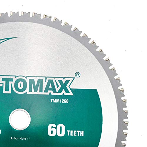 TOMAX 12 Inch 60 Tooth Industrial Level Steel and Ferrous Metal Saw Blade with 1 Inch Arbor - size: 12" 60T