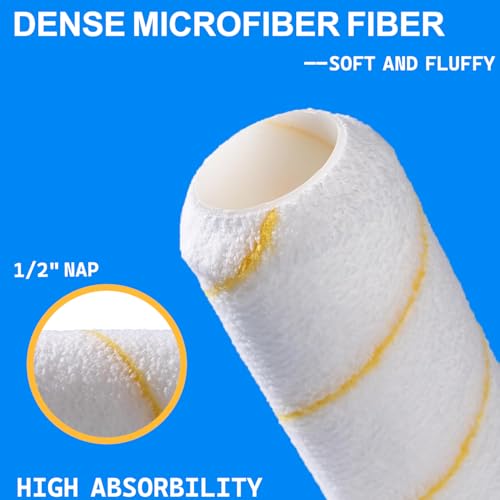 Great Andrew 3 PCS Paint Roller Covers 9 Inch, 1/2" Nap Microfiber - size: 3 PCS, 9"