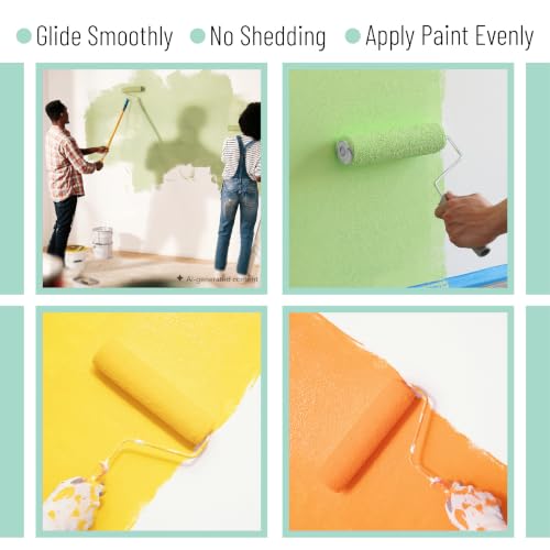 Bates- Paint Roller Covers, 9", Grey Stripes, 5 Pack, Covers for Paint Rollers 9 Inch, 9 Inch Paint Roller Covers, Paint Roller Cover, Paint Roller Covers 9 Inch, Large Paint Roller Covers - color: Grey Stripes, size: 9 Inch, 5 Pack