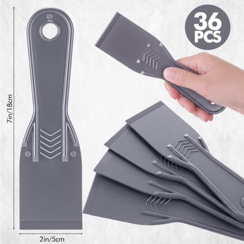 36 Pcs Plastic Putty Knife 2" Flexible Putty Knife Scraper, Grey - color: Grey