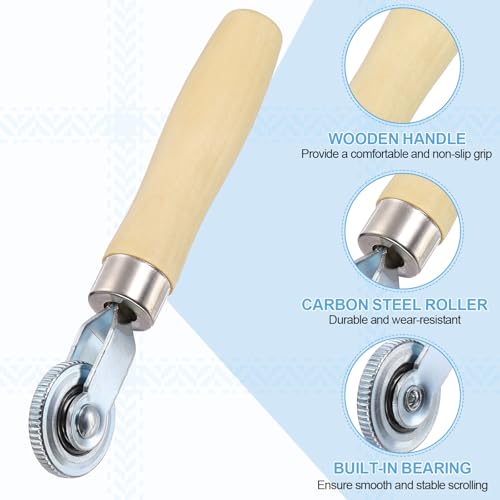 HARFINGTON 2 PCS Car Seam Roller 0.24 Inch Len Car Audio Sound Deadening Roller Sound Deadener Wheel Roller with Wooden Handle for Auto Noise Heat Insulation Mat Wallpaper Application - color: Yellow, size: 0.24 Inch