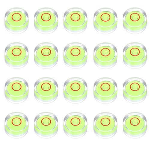 HARFINGTON 20pcs Circular Bubble Spirit Level 15x8mm Mini Round Bubble Spirit Level Little Measuring Layout Tools for TV Industrial Carpentry Picture Frame, Green/Red - color: Green/Red, size: 15x8mm