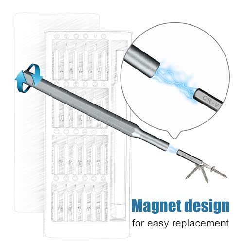 24-in-1 Professional Precision Screwdriver Set, Small Magnetic Screwdriver Sets for Fixing Electronics, Mini Tool Kits for Computer Repair, Phone, Watch, Laptop, PCs, Eyeglass- Alloy Tool Steel - style: 24 in 1(Matte Black)