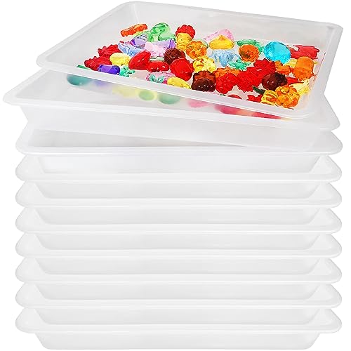10 Pcs Activity Plastic Art Trays,Stackable Craft Tray,Flat Storage Tray,Serving Organizer Tray for Kids,School,Home,Painting,Beads,DIY Projects,11 x 8.27 x 1.18 Inch(Clear) - color: Clear