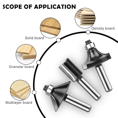 Router Bits 1/4 Inch Shank 15 Pieces, Tungsten Carbide 1/4" Router Bit Set with Plastic Box, for Professional and Beginners Carpenter - size: 15 Pcs, 1/4" Shank