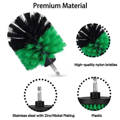 8 Pack Drill Brush Attachment Set,1/4in Power Scrubber Brush + Extend Long Rod, Multi-Purpose Brush Drill Attachment, Power Cleaning Scrub Brush for Bathroom, Tub, Tile(Green) - color: Green