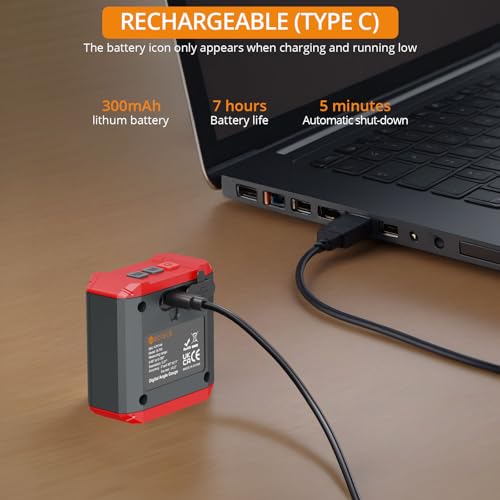 Neoteck Digital Angle Finder LED Rechargeable Level Box Protractor Bevel Gauge Inclinometer with Magnetic Base IP54 Waterproof for Woodworking Home Decoration-Red