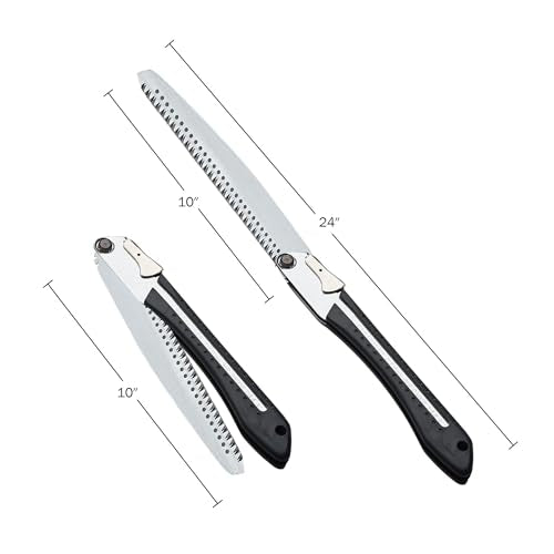 Folding Hand Saw for Wood Cutting, Camping, or Landscaping - 10” Japanese Folding Pruning Saw Tree Trimmer Branch Cutter with Razor Teeth and SK5 Steel Blade for Gardening by Kings County Tools