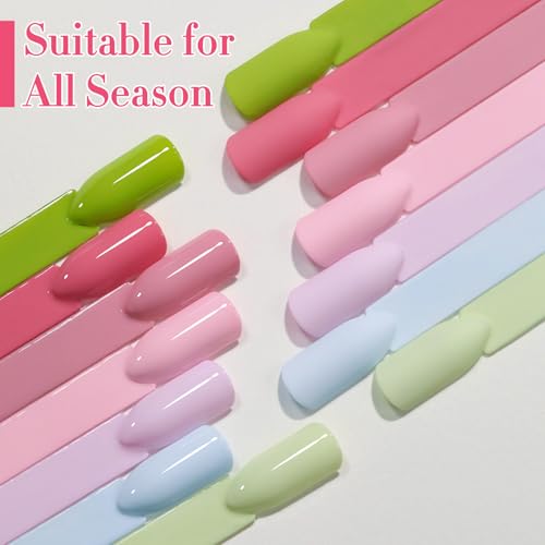 Double Rhythm 28Pcs 0.5Oz Gel Nail Polish Set Same Color Same Bottle Gel Polish Kit Nail Art Manicure Salon DIY at Home for Women (White Pink Collection-T24-2) - color: Burgundy Blue Green