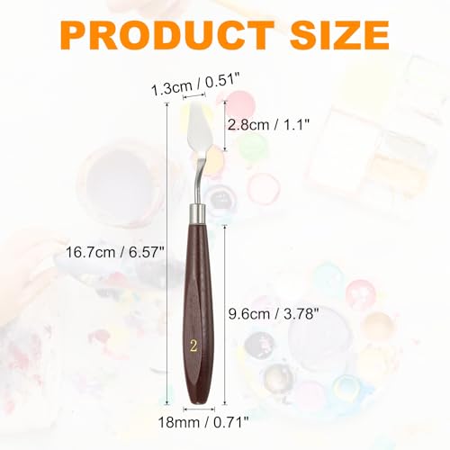 HARFINGTON 5pcs Palette Knife Painting Tool 1.1 x 0.59 Stainless Steel Art Spatula Pallet Knives Scrapers Tools with Beech Wood Handle for Acrylic Oil Canvas Mixing Spreading, Red/Silver - size: 1.1" x 0.59"