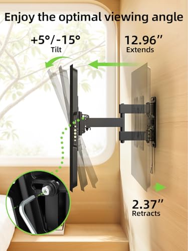 USX MOUNT UL Listed RV TV Mount for Most 13-45inch TV - Lockable Full Motion RV TV Wall Mount for Camper, Trailer, Motorhome - Swivel Tilt Bracket for Truck Boat, 44 lbs Capacity, VESA 200mm - size: 17-43inch
