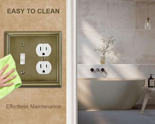 OKAWYC Toggle/Duplex Light Switch Cover Luca Metal Wall Plate, 2-Pack Antique Brass 2 Gang, for Light Switch Cover Outlet Cover Decorative Wallplate, Durable - size: Toggle/Duplex