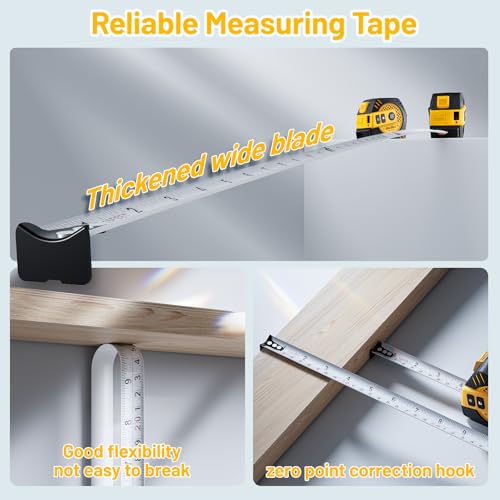 Laser Tape Measure 2-in-1, 132Ft Laser Measurement Tool & 16Ft Measuring Tape, Digital Laser Tape Measure, Self-Locking