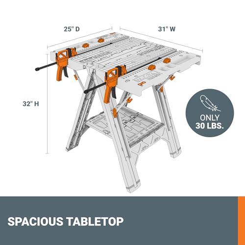 WORX Portable Folding Workbench, 2-in-1 Pegasus Table & Sawhorse, WX051 - style: Portable Workbench & Sawhorse