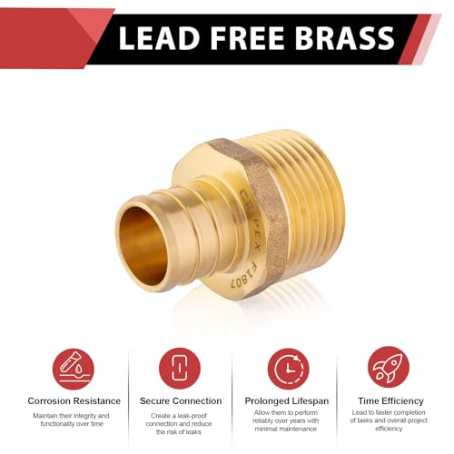 10-PACK EFIELD Pex Crimp Fitting,1/2"Male Adapter(PEX1807017-10) - size: P10, style: 1/2 x 1/2