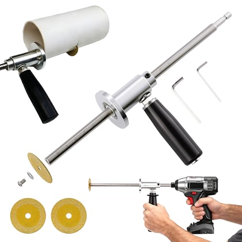 Internal Pipe Cutter, Pipe Cutter Tool with Diamond Grits Cutting Wheel Pipe with Handle, Stainless Steel Plumbing Inside Plastic Hose Cutting Tool for Drill 1/2 to 8 Inch, 7" Adjustable Cutting Depth