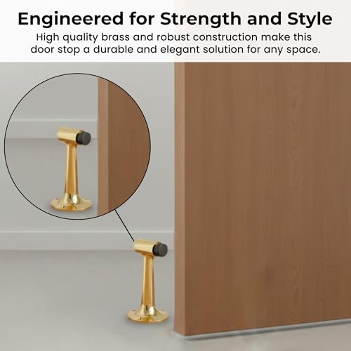 Heavy Duty 6″ Door Stop, Solid Brass Commercial Grade, Floor Mount Stopper (Polished Brass) - color: Polished Brass